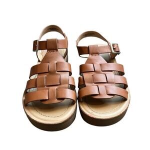 Girls Sandals, Size 1, Soda Brand, Brown, Buckle, Weave, Open Toe, Summer